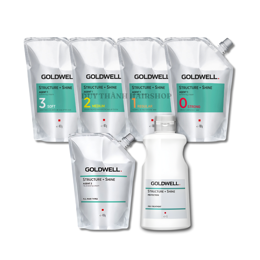 Uốn Nóng, Ép Duỗi Tóc GOLDWELL Chính Hãng 400g – Thuốc Uốn Sóng Xoăn Bồng Bềnh, Ép Thẳng Bóng Mượt