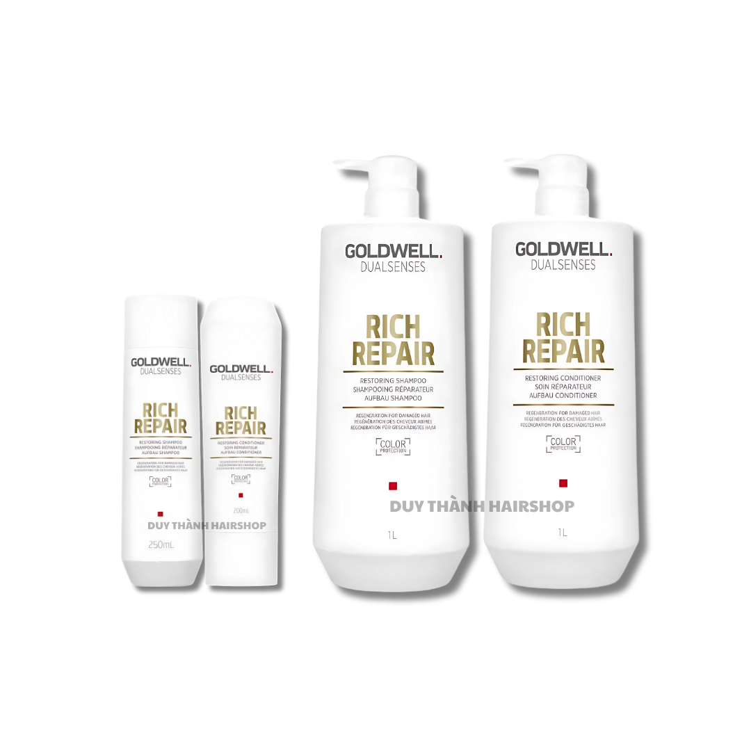 Gội Xả GOLDWELL Dualsenses Rich Repair 250ml/1000ml - Phục Hồi Tóc Hư Tổn, Khô Xơ, Giúp Bóng Mượt