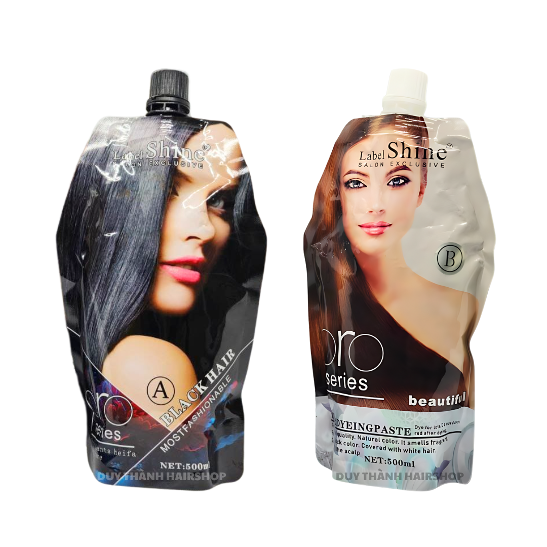 Thuốc Nhuộm Phủ Bạc Label Shine 500ml x2 – Màu Nhuộm Đen, Nâu Tự Nhiên, Phủ Bạc Hiệu Quả, Bền Màu