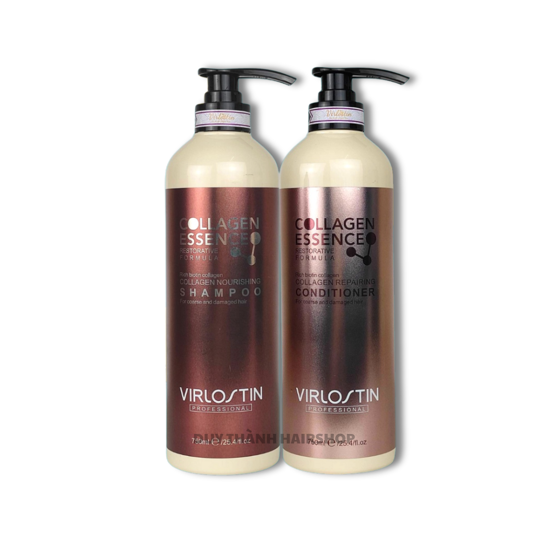 Dầu Gội Xả VIRLOSTIN Colaggen Esence 500ml/750ml Dưỡng Ẩm Sâu, Phục Hồi Tóc Hư Tổn