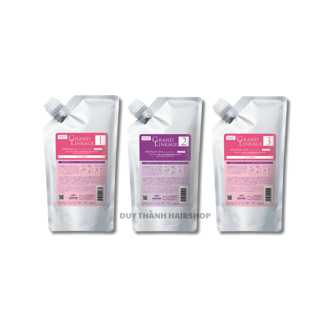 Bộ Phục Hồi Chuyên Sâu Milbon Grand Linkage 600ml - Ổn Định Màu, Phục Hồi Hư Tổn, Giữ Nếp Suôn Mượt