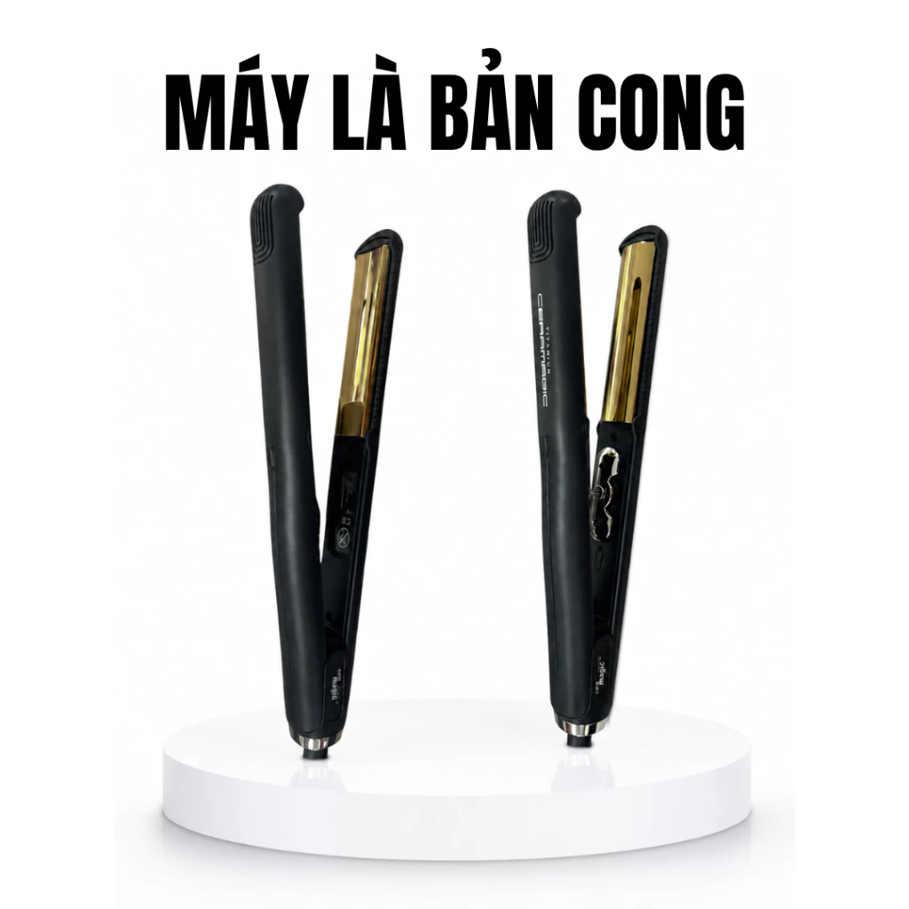Máy Kẹp Duỗi Tóc Mặt Cong Titanium Cao Cấp Đa Năng – Nóng Nhanh, Nhiệt Độ Ổn Định, Là Cụp, Tạo Phồng